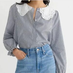NWT J. Crew stripe lace collar shirt